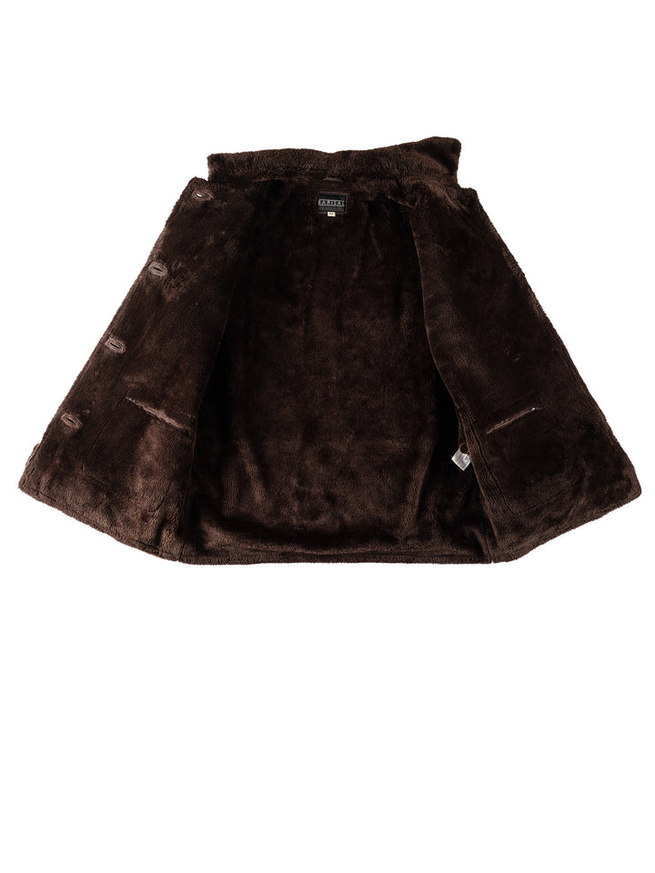 Vintage 80's Women Faux Sheepskin Coat in BrownMN348