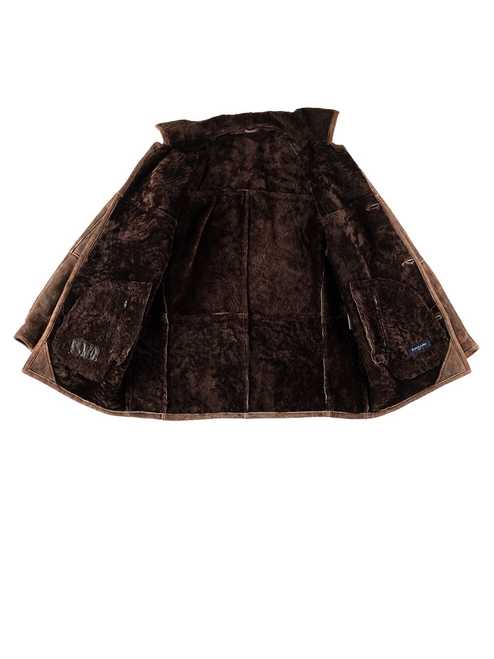 Vintage 80's Men Sheepskin Coat in BrownVN688