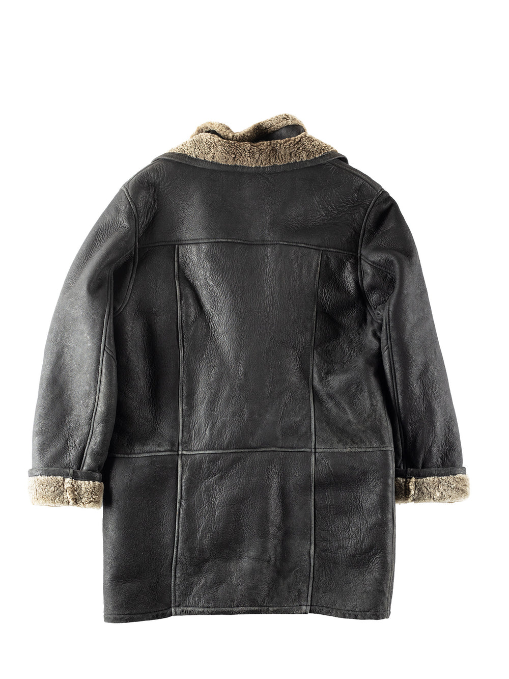 Vintage 80's Men Sheepskin Coat in Black