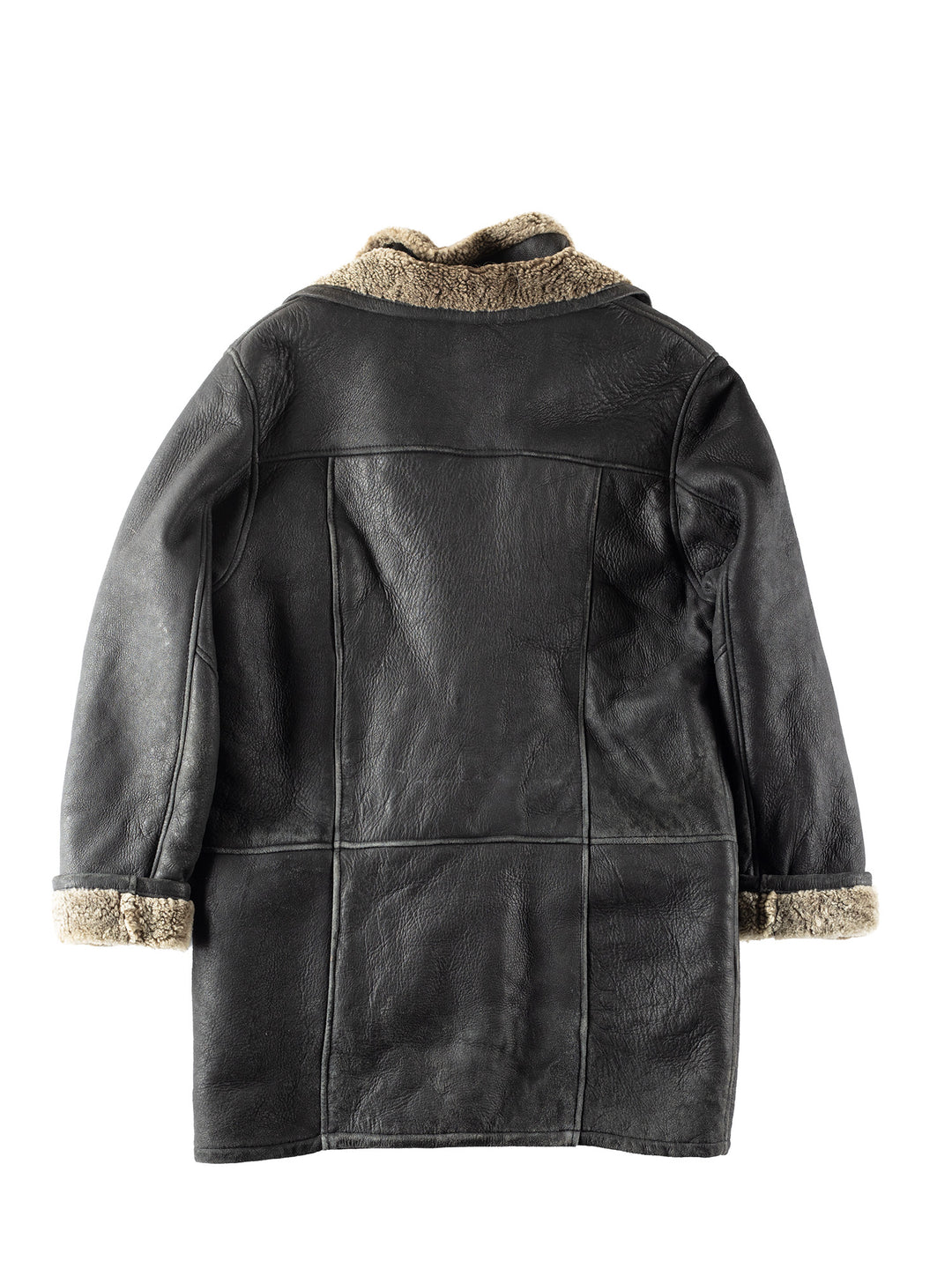 Vintage 80's Men Sheepskin Coat in Black