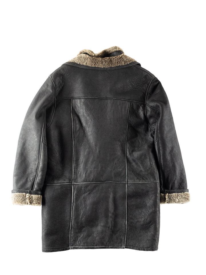 Vintage 80's Men Sheepskin Coat in Black
