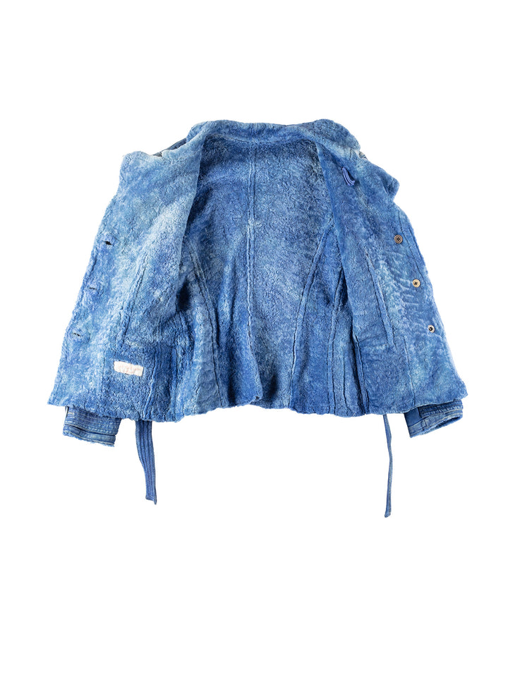 Vintage 70's Women Sheepskin Jacket in BlueMN285
