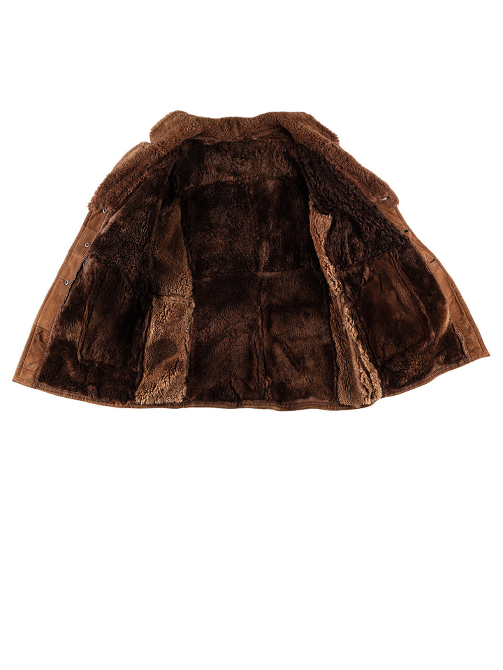 Vintage 80's Men Sheepskin Coat in BrownVN603