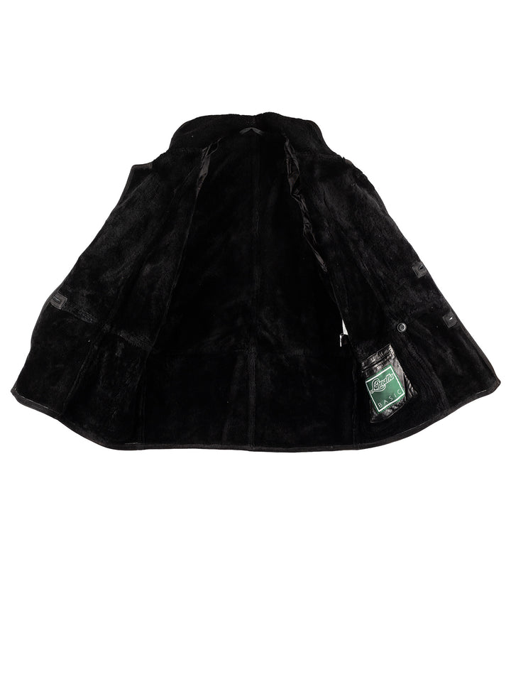 Vintage 80's Men Sheepskin Coat in BlackVN444
