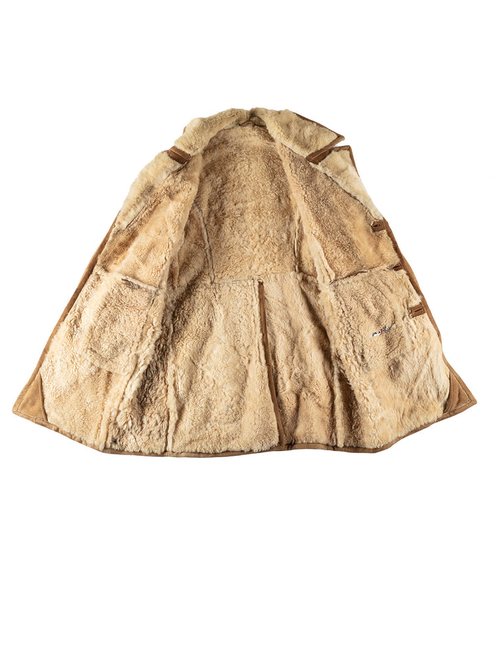 Vintage 80's Men Sheepskin Coat in BrownVN555