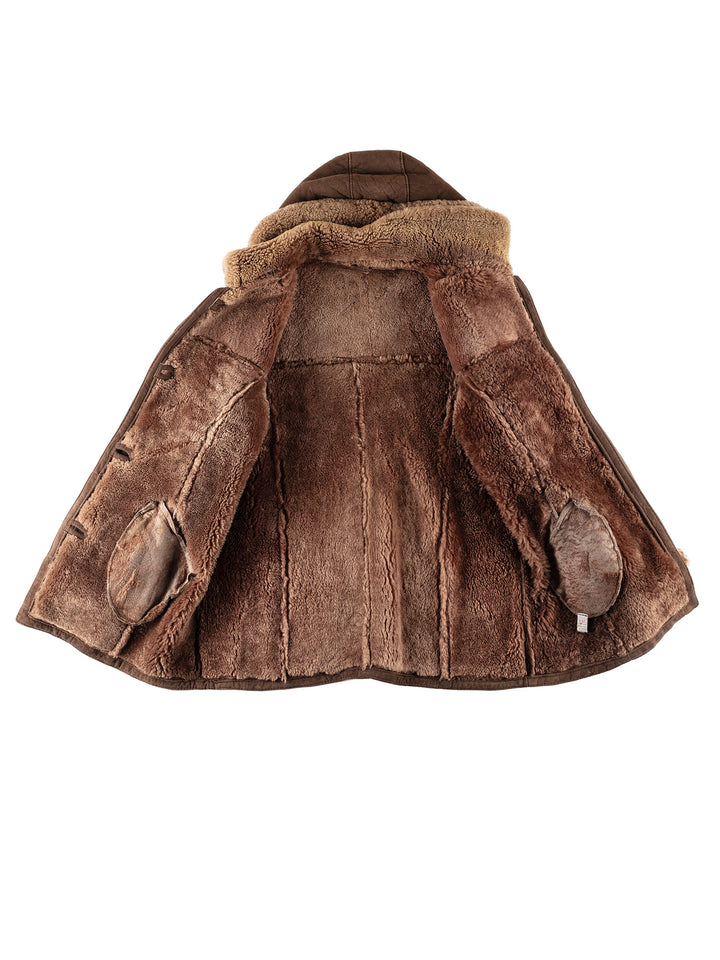 Vintage 70's Women Sheepskin Coat in BrownMN789