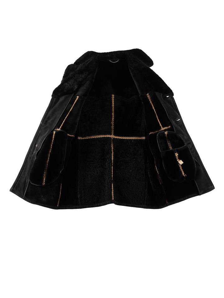 Vintage 70's Men Sheepskin Coat in BlackVN425