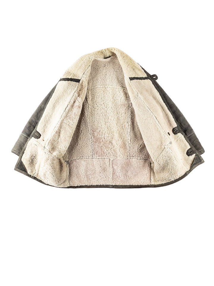 Vintage 80's Men Sheepskin Coat in GrayVN316