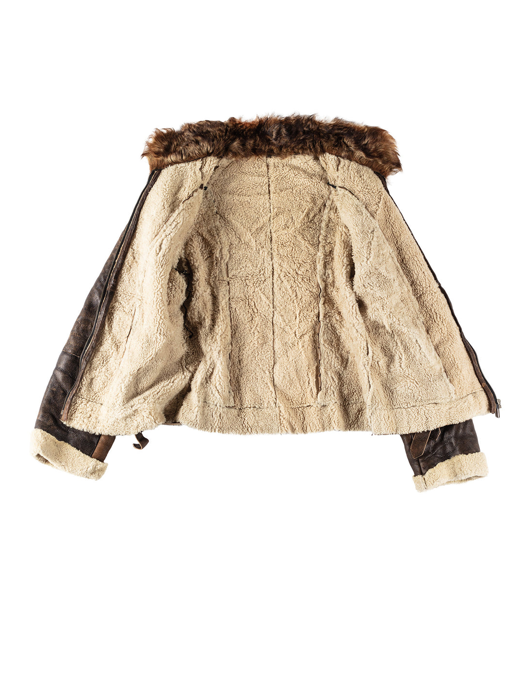 Vintage 80's Women Sheepskin Jacket in BrownMN573