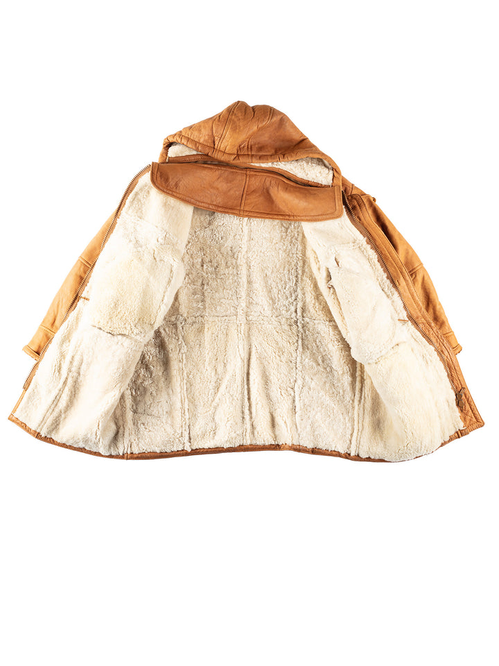 Vintage 80's Men Sheepskin Coat in BrownVN331