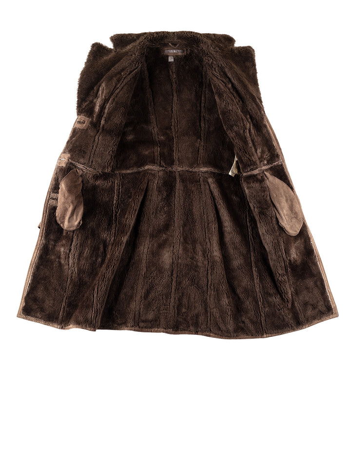 Vintage 70's Women Faux Sheepskin Coat in BrownMN331