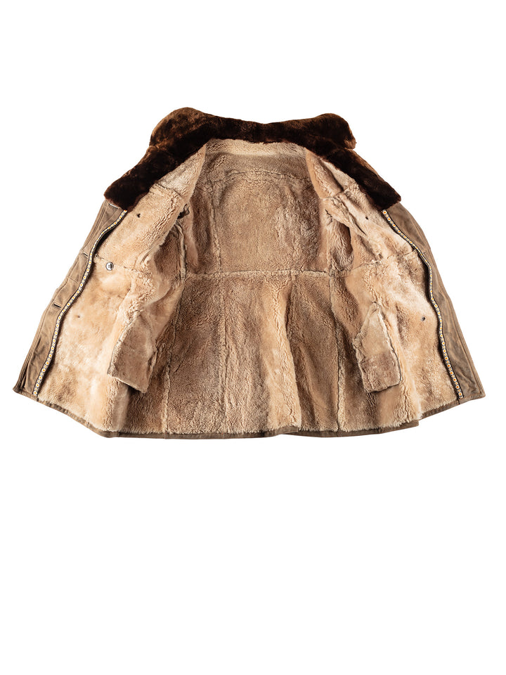Vintage 70's Women Sheepskin Coat in BrownMN689