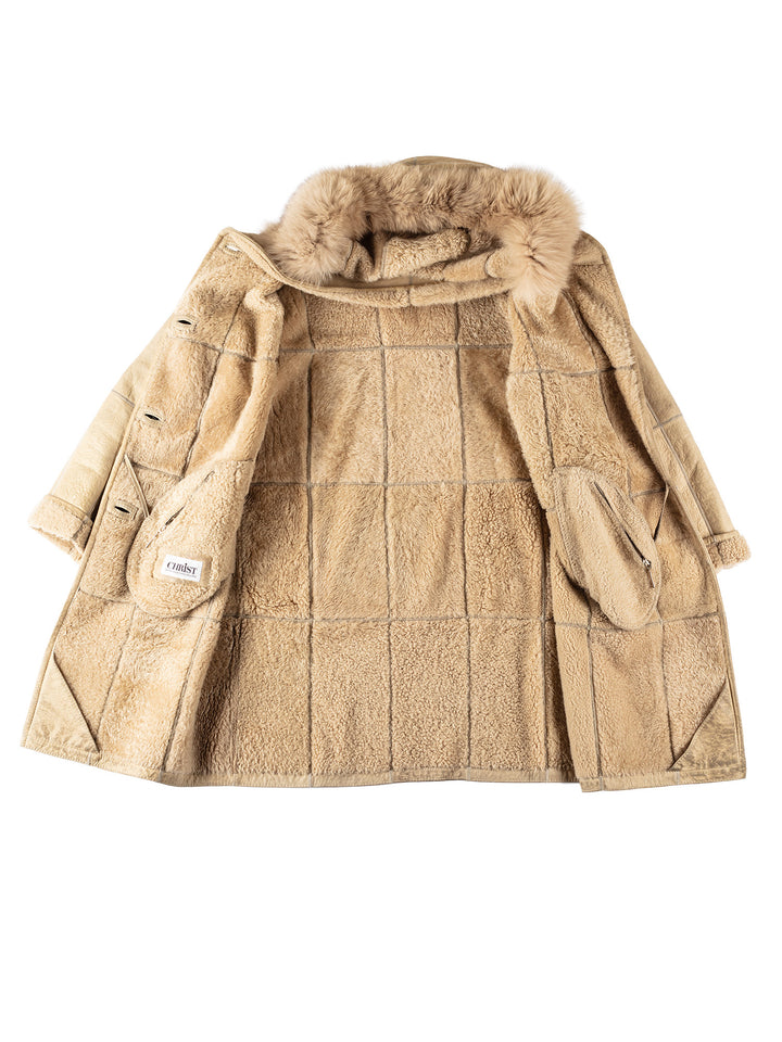 Vintage 80's Women Sheepskin Coat in BeigeMN568