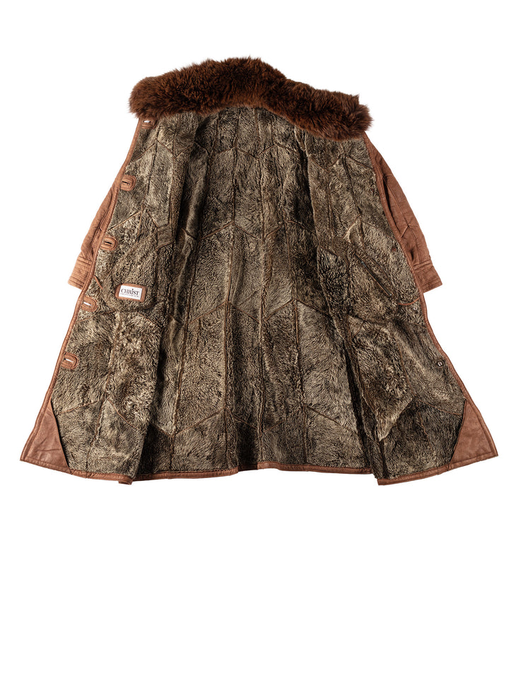 Vintage 80's Women Sheepskin Coat in BrownMN544