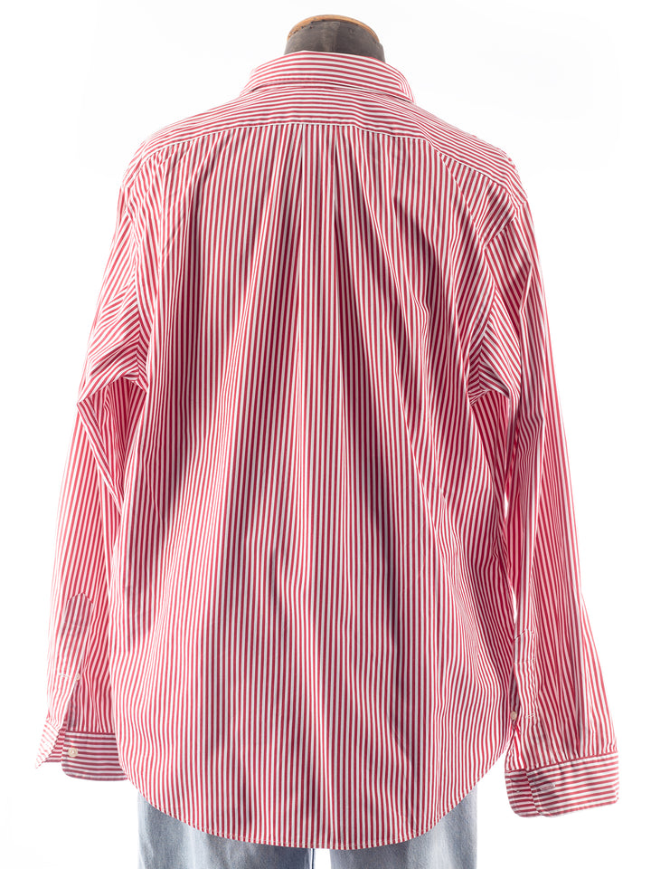 Vintage 90's Men Ralph Lauren Red White Striped Shirt