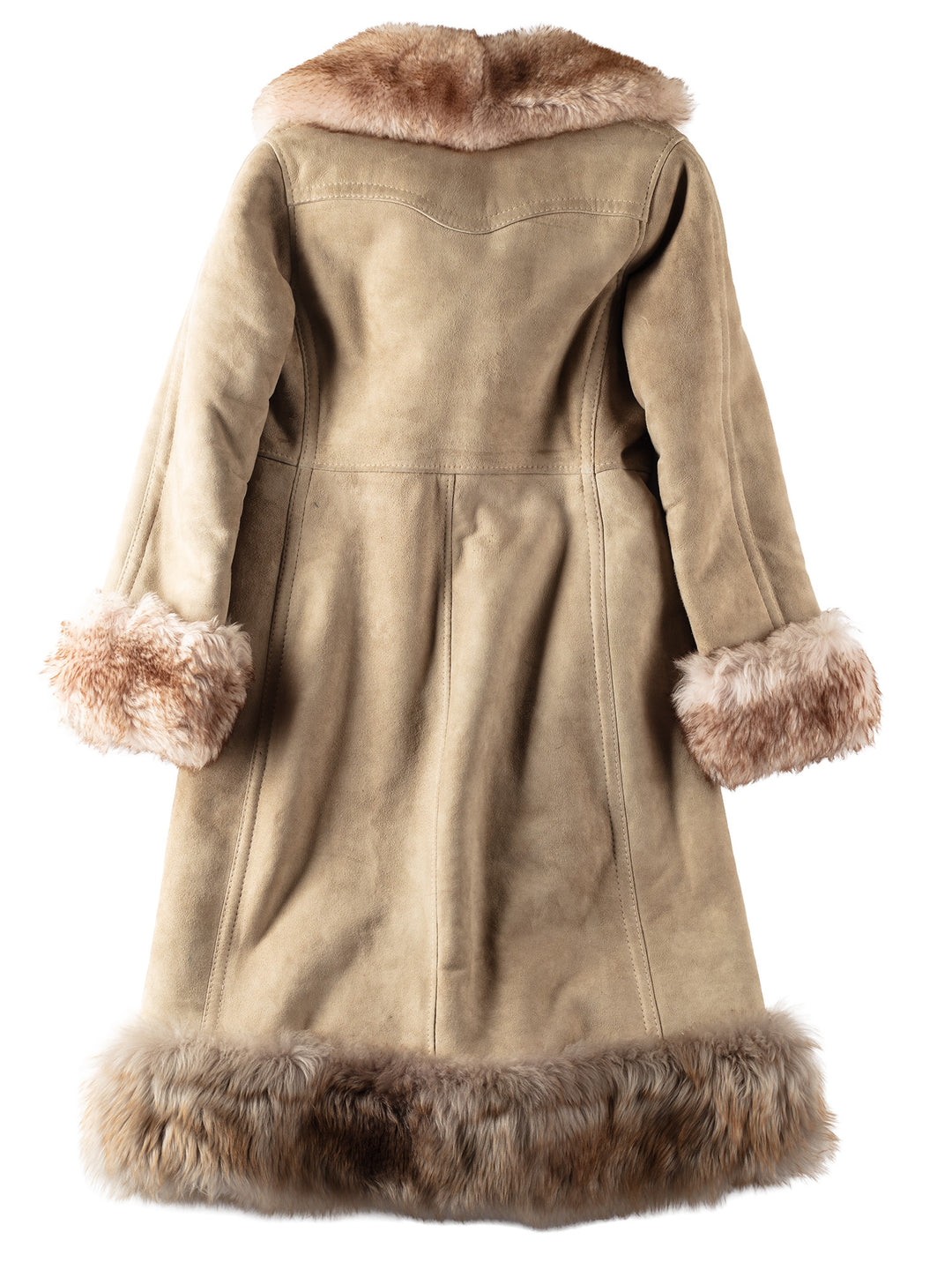 Vintage 70's Women Sheepskin Shearling Coat in Beige