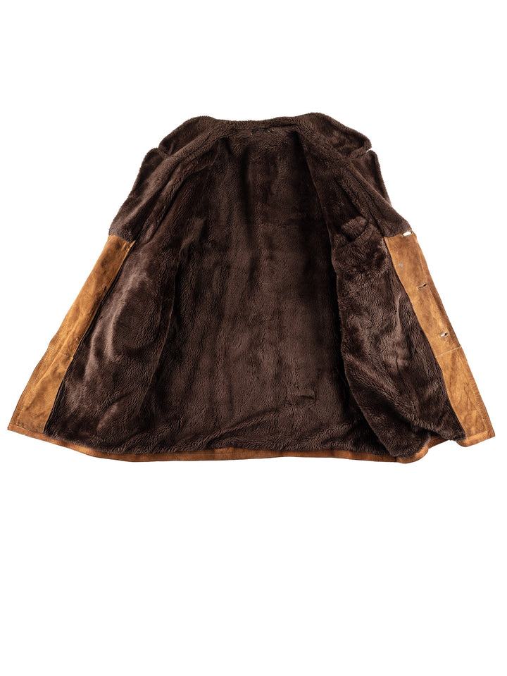 Vintage 80's Men Faux Sheepskin Coat in BrownVN435