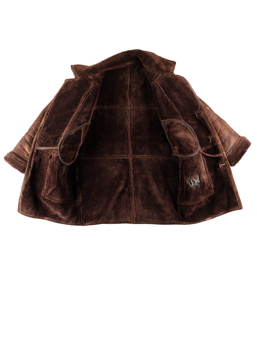 Vintage 80's Men Faux Sheepskin Coat in BrownVN780