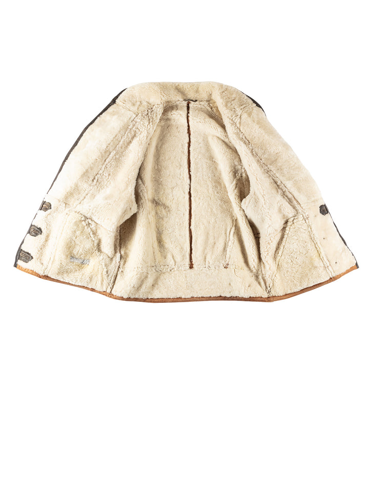 Vintage 80's Women Sheepskin Coat in BrownMN589