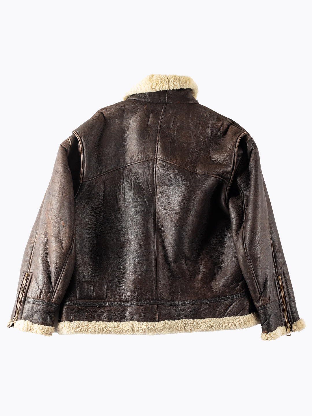 Vintage 80's Men Sheepskin Shearling Jacket in Brown