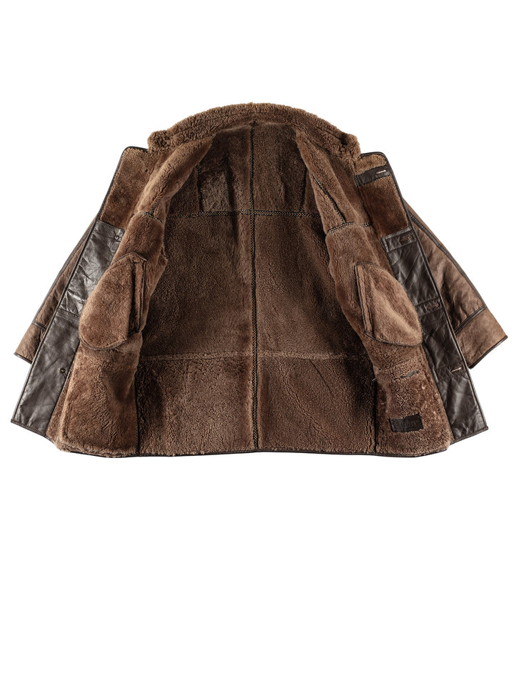 Vintage 80's Men Sheepskin Coat in BrownVN696