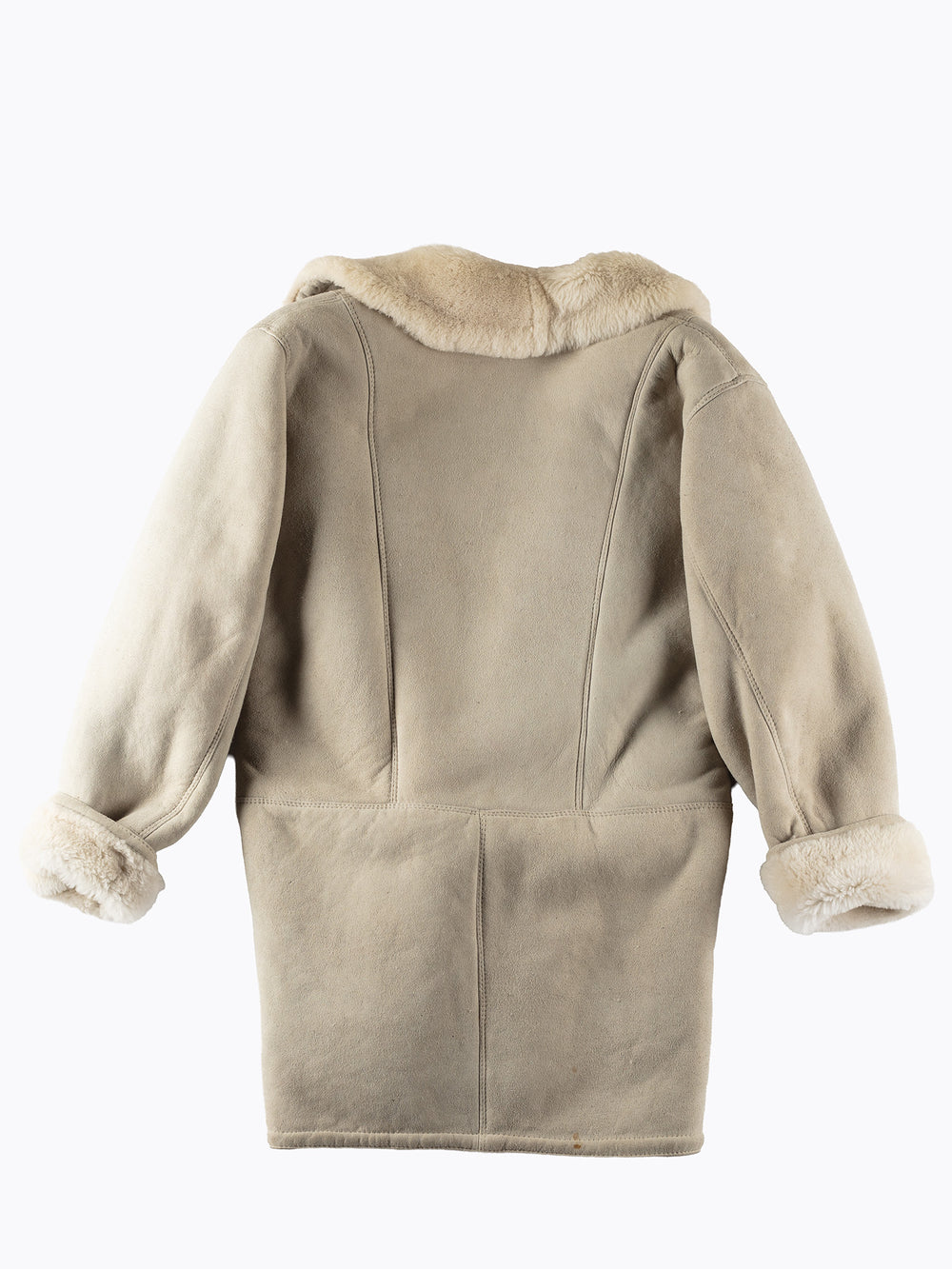 Vintage 80's Women Sheepskin Shearling Coat in Gray