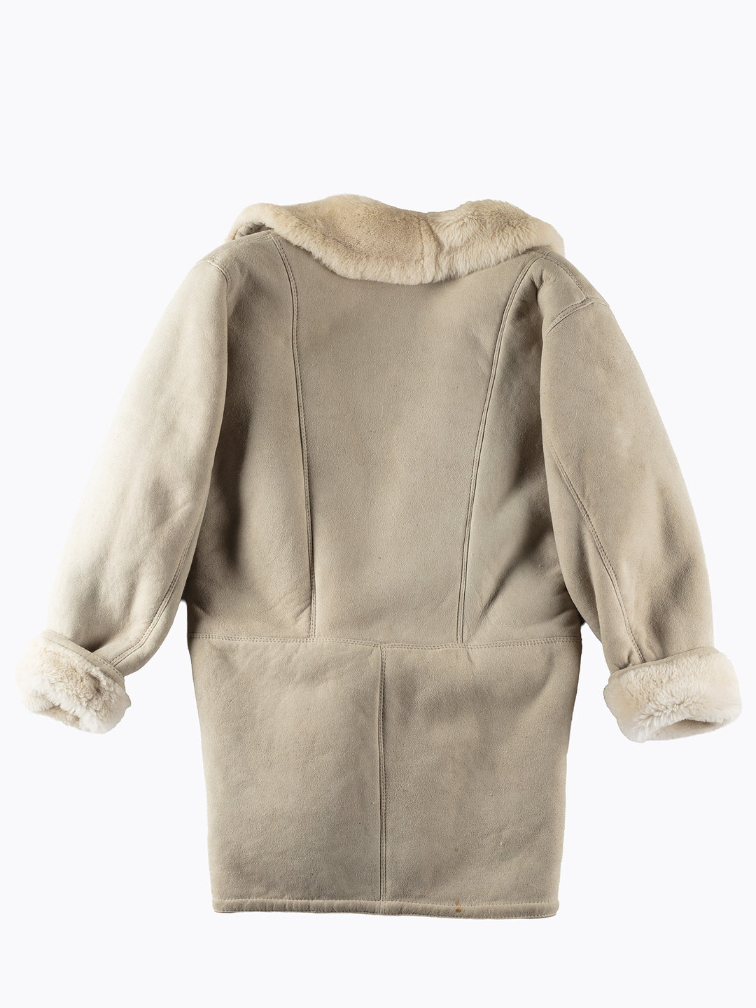 Vintage 80's Women Sheepskin Shearling Coat in Gray