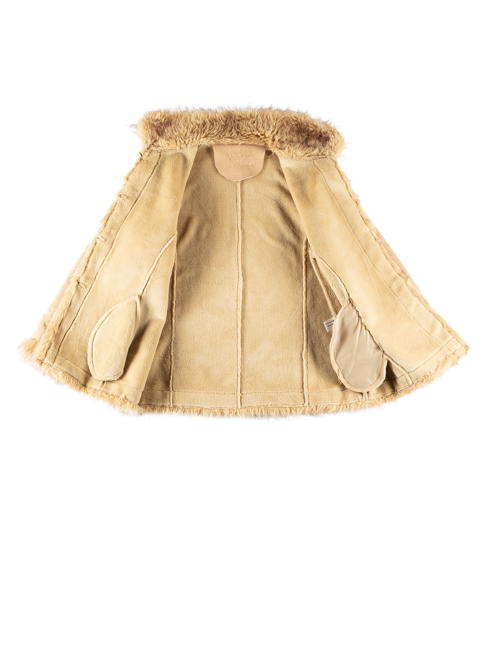 Vintage 70's Women Faux Sheepskin Coat in BeigeMN656