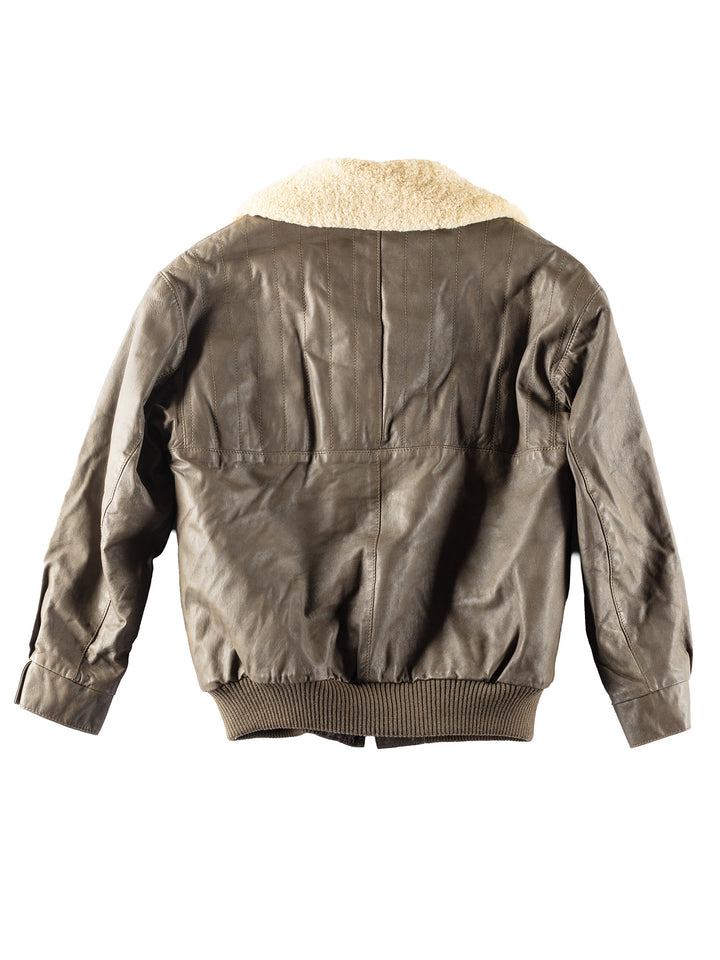 Vintage 90's Men Faux Sheepskin Jacket in Gray