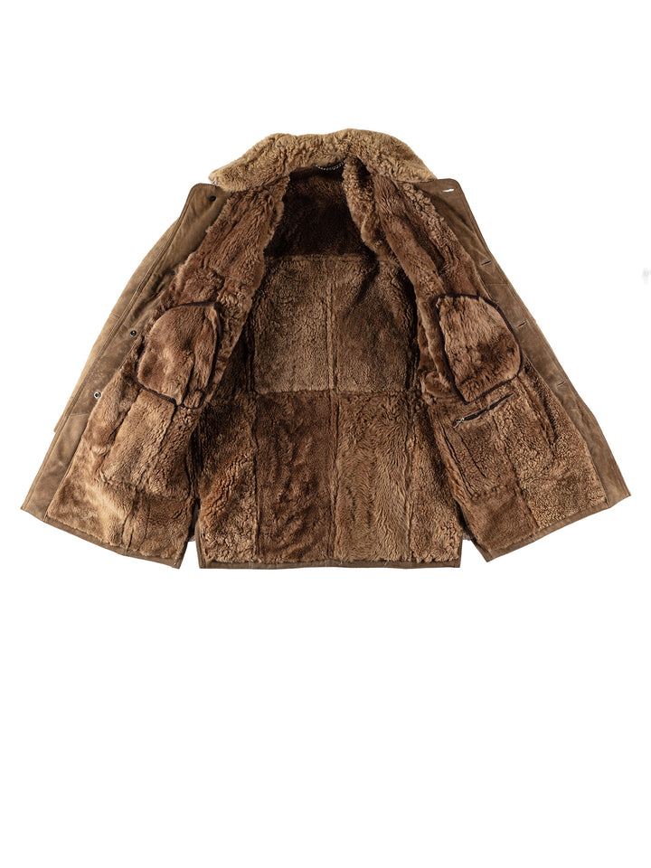 Vintage 70's Men Sheepskin Coat in BrownVN544