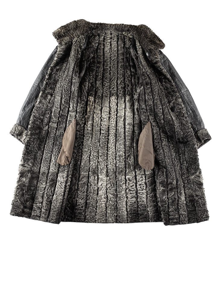 Vintage 70's Women Sheepskin Coat in GrayMN343