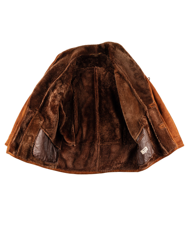 Vintage 80's Men Sheepskin Coat in BrownVN620