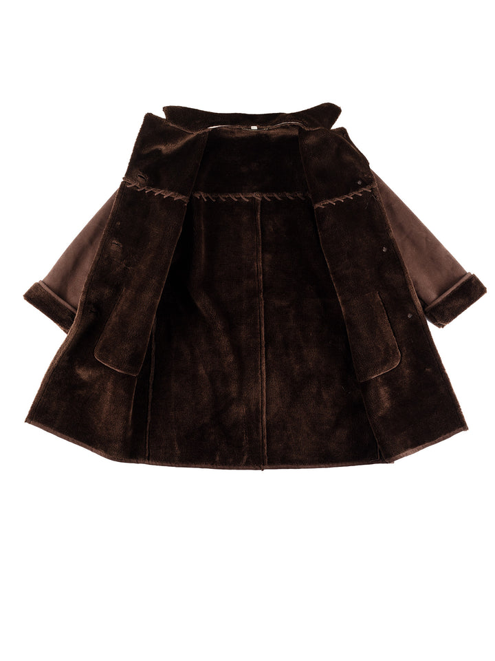 Vintage 80's Women Faux Sheepskin Coat in BrownMN424