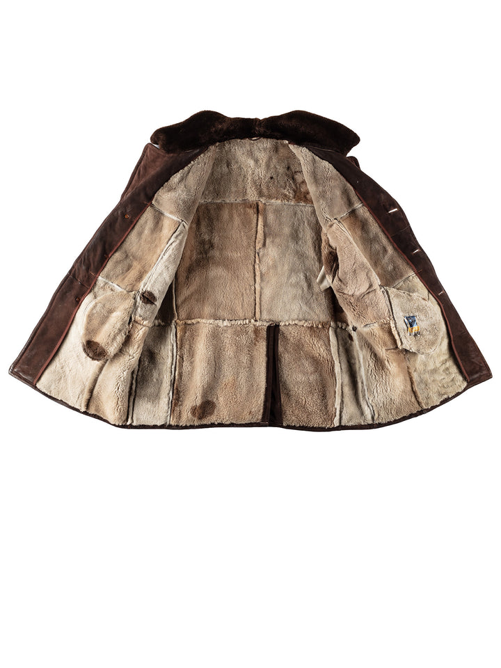 Vintage 80's Men Sheepskin Coat in BrownVN429