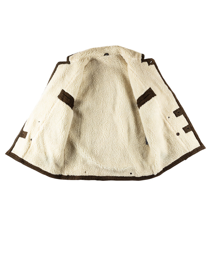 Vintage 80's Men Faux Sheepskin Coat in GreenVN548