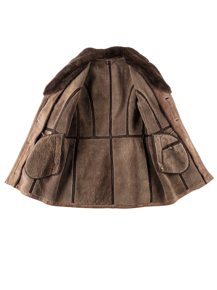 Vintage 70's Men Sheepskin Coat in BrownVN294