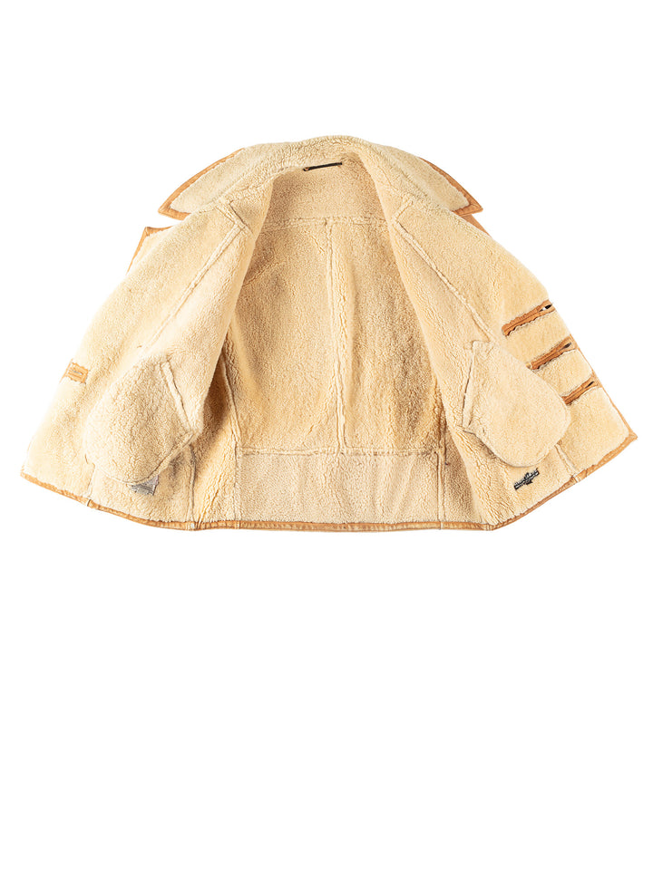 Vintage 80's Men Sheepskin Coat in BeigeVN279