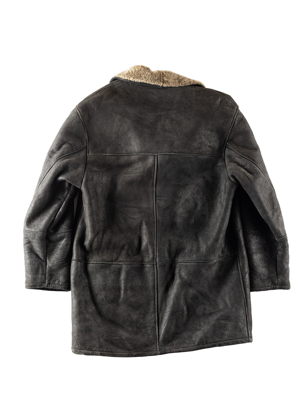 Vintage 80's Men Sheepskin Coat in Black