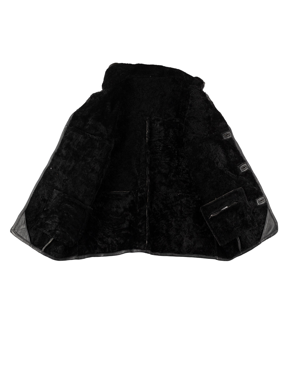 Vintage 80's Men Sheepskin Coat in BlackVN569
