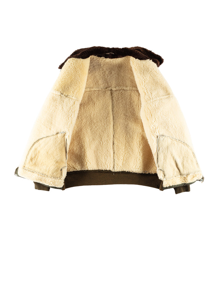 Vintage 80's Women Sheepskin Jacket in GreenMN794