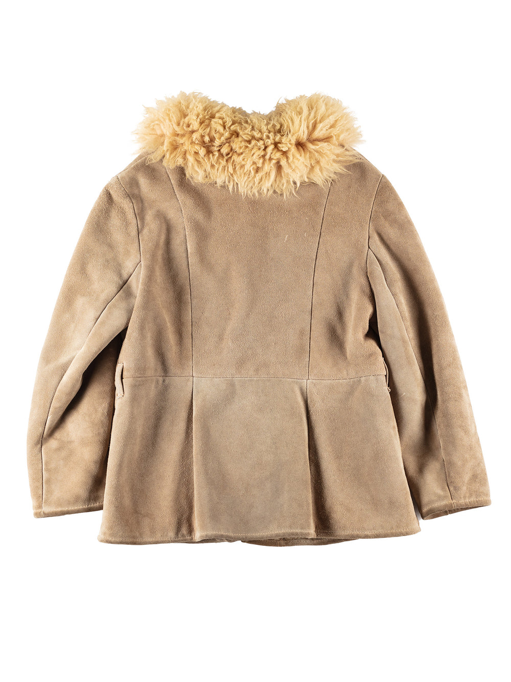 Vintage 90's Women Faux Sheepskin Coat in Beige