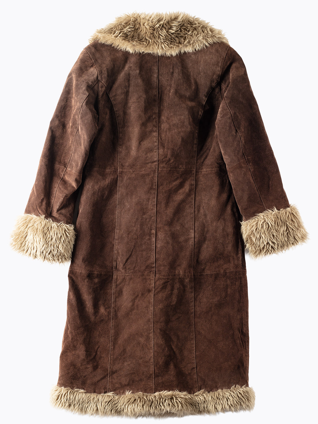Vintage 90's Women Faux Sheepskin Coat in Brown