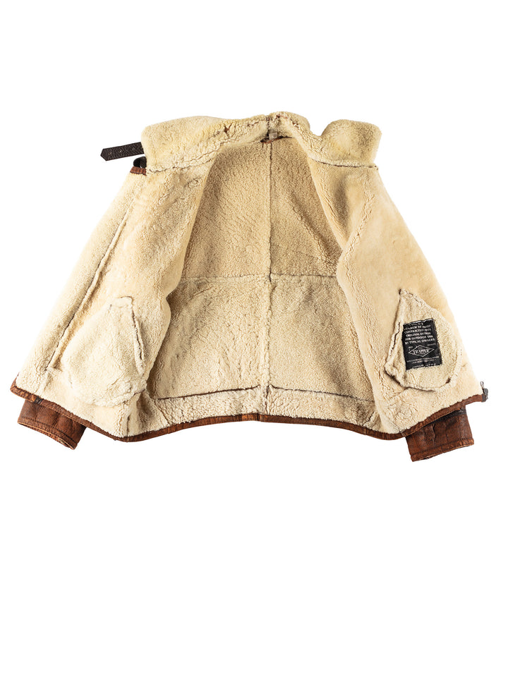 Vintage 80's Men Sheepskin Jacket in BrownVN410