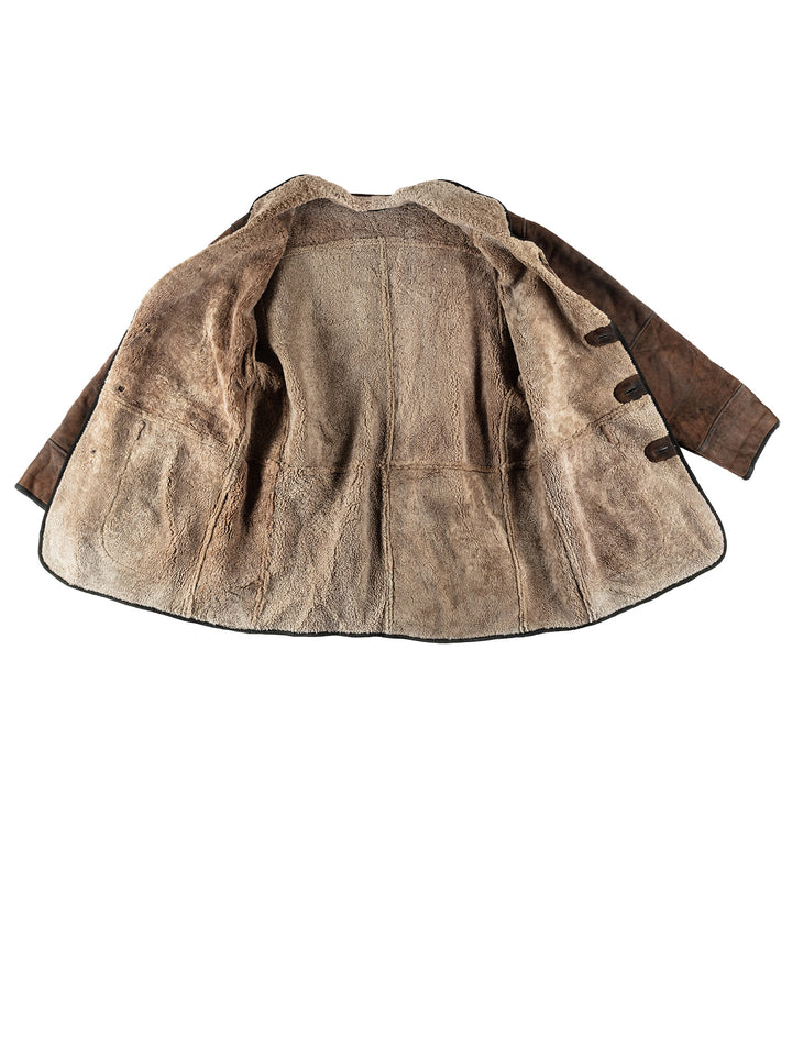 Vintage 80's Men Sheepskin Coat in BrownVN605