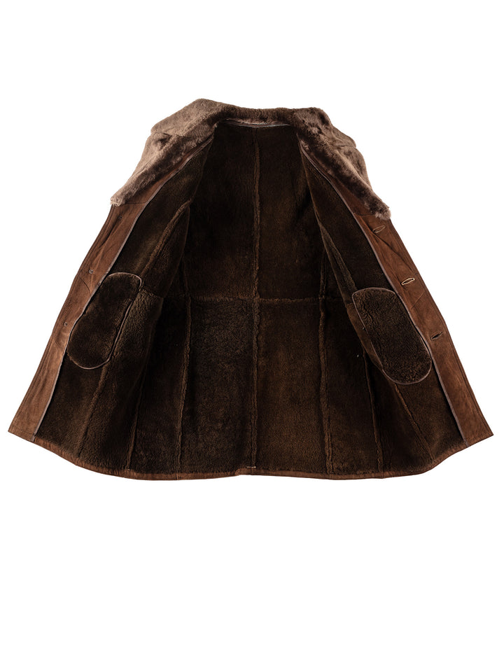 Vintage 70's Men Sheepskin Coat in BrownVN299