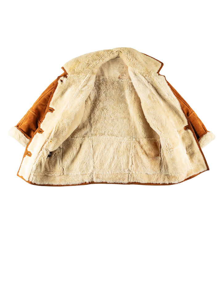 Vintage 80's Women Sheepskin Coat in BrownMN729