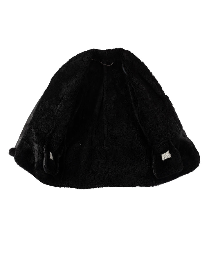 Vintage 80's Women Sheepskin Coat in BlackMN614