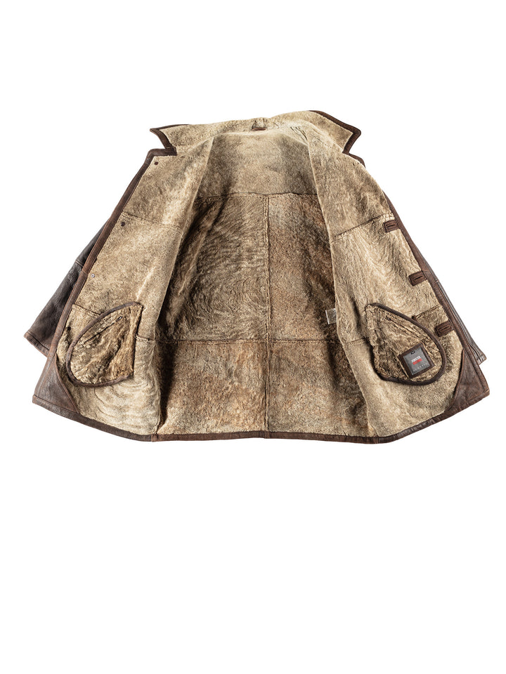 Vintage 80's Men Sheepskin Coat in BrownVN768