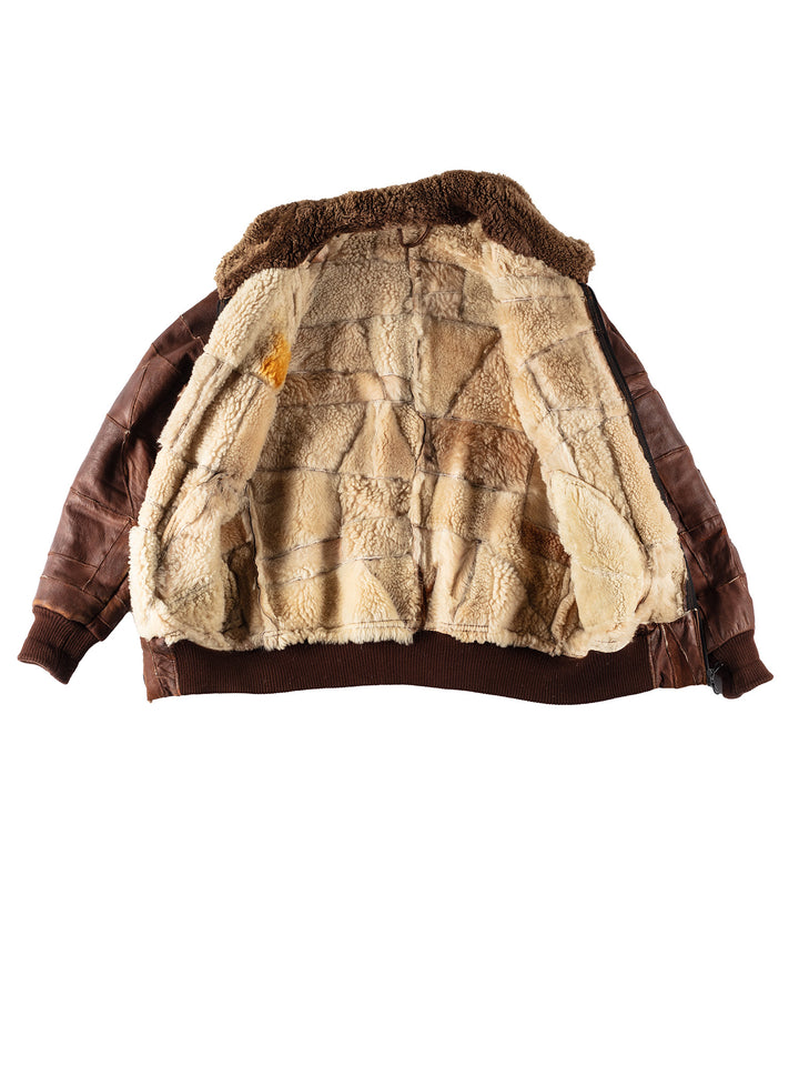 Vintage 80's Men Sheepskin Jacket in BrownVN409