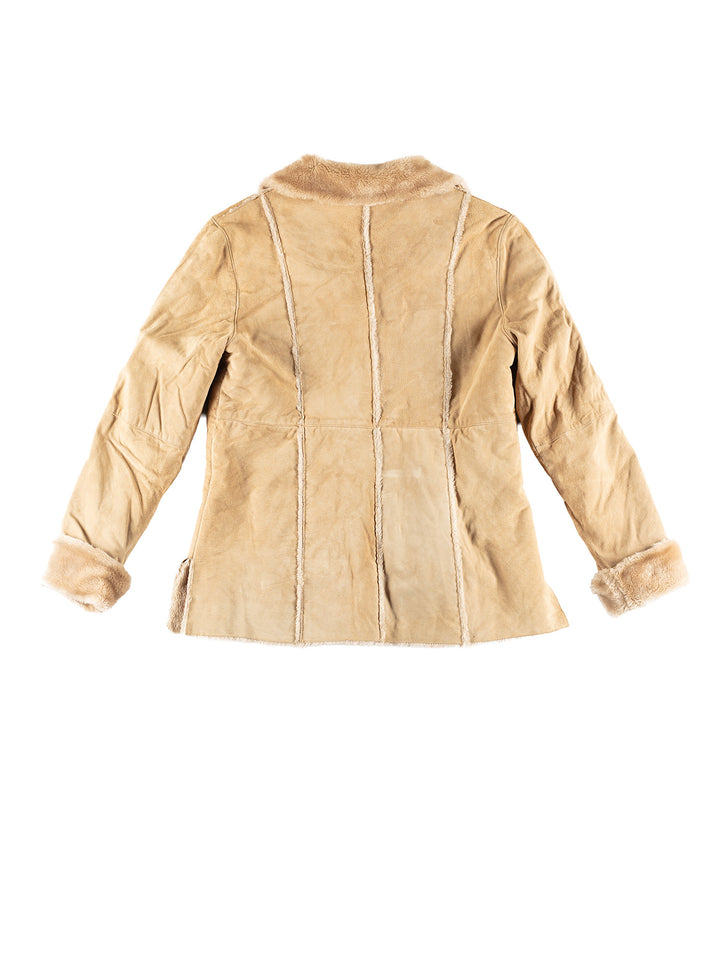 Vintage 80's Women Faux Sheepskin Coat in BeigeMN407